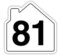 V Safety Number 81 Wheelie Bin Sticker - House Numbers Design Bin Stickers Numbers 1-99 - 150mm x 150mm Durable Waterproof Vinyl Labels for Wheelie Bins - Outdoor House Number Sticker