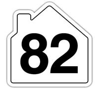 V Safety Number 82 Wheelie Bin Sticker - House Numbers Design Bin Stickers Numbers 1-99 - 150mm x 150mm Durable Waterproof Vinyl Labels for Wheelie Bins - Outdoor House Number Sticker