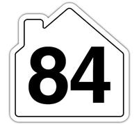 V Safety Number 84 Wheelie Bin Sticker - House Numbers Design Bin Stickers Numbers 1-99 - 150mm x 150mm Durable Waterproof Vinyl Labels for Wheelie Bins - Outdoor House Number Sticker