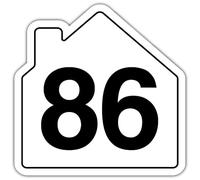 V Safety Number 86 Wheelie Bin Sticker - House Numbers Design Bin Stickers Numbers 1-99 - 150mm x 150mm Durable Waterproof Vinyl Labels for Wheelie Bins - Outdoor House Number Sticker
