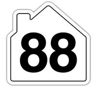V Safety Number 88 Wheelie Bin Sticker - House Numbers Design Bin Stickers Numbers 1-99 - 150mm x 150mm Durable Waterproof Vinyl Labels for Wheelie Bins - Outdoor House Number Sticker