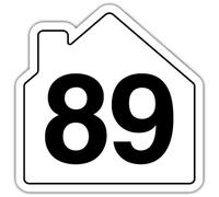 V Safety Number 89 Wheelie Bin Sticker - House Numbers Design Bin Stickers Numbers 1-99 - 150mm x 150mm Durable Waterproof Vinyl Labels for Wheelie Bins - Outdoor House Number Sticker