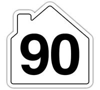V Safety Number 90 Wheelie Bin Sticker - House Numbers Design Bin Stickers Numbers 1-99 - 150mm x 150mm Durable Waterproof Vinyl Labels for Wheelie Bins - Outdoor House Number Sticker
