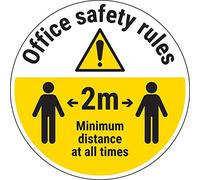 V Safety Office Safety Rules - Keep 2m Distance - 450mm x 450mm - Self Adhesive Floor Sticker