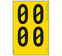 V Safety One Number Sheet - 0-36mm Number Height - 300x200mm - Yellow Adhesive Vinyl