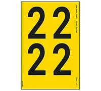V Safety One Number Sheet - 2-18mm Number Height - 300x200mm - Yellow Adhesive Vinyl