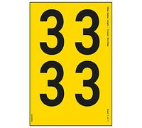 V Safety One Number Sheet - 3-18mm Number Height - 300x200mm - Yellow Adhesive Vinyl