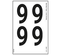 V Safety One Number Sheet - 9-18mm Number Height - 300x200mm - Self Adhesive Vinyl