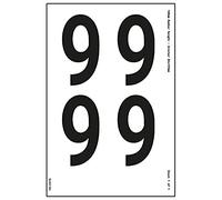 V Safety One Number Sheet - 9-76mm Number Height - 300x200mm - Self Adhesive Vinyl