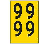 V Safety One Number Sheet - 9-9 mm Number Height - 300 x 200 mm - Yellow Adhesive Vinyl