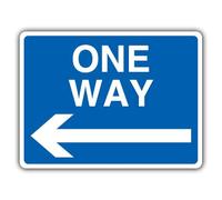 V Safety One Way - Arrow Left Safety Sign - 400 x 300 mm - 2mm Rigid Plastic