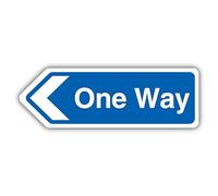 V Safety One Way Arrow Left - Shaped Sign 300 x 100 mm - Glow In The Dark Self Adhesive Vinyl