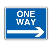 V Safety One Way - Arrow Right Safety Sign - 300 x 225 mm - 2mm Rigid Plastic