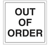 V Safety Out Of Order 200 x 200 mm - 2mm Rigid Plastic Safety Sign