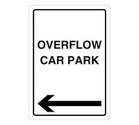 V Safety Overflow Car Park - Arrow Left 210 x 297 mm (A4) - Glow In The Dark Self Adhesive Vinyl Safety Sign