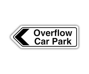 V Safety Overflow Car Park Arrow Left - Shaped Sign 450 x 150 mm - Glow In The Dark Self Adhesive Vinyl