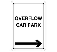 V Safety Overflow Car Park - Arrow Right 210 x 297 mm (A4) - 1mm Rigid Plastic Safety Sign