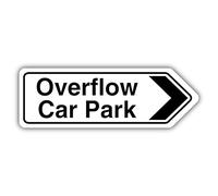 V Safety Overflow Car Park Arrow Right - Shaped Sign 300 x 100 mm - Glow In The Dark 1mm Rigid Plastic
