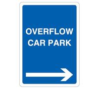 V Safety Overflow Car Park - Blue Arrow Right 210 x 297 mm (A4) - 3mm Reflective Aluminium Composite Safety Sign
