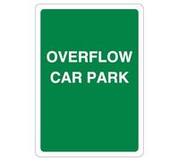 V Safety Overflow Car Park - Green 210 x 297 mm (A4) - 1mm Rigid Plastic Safety Sign