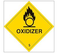 V Safety Oxidizer 200 x 200 mm - 3mm Brushed Aluminium Composite Safety Sign