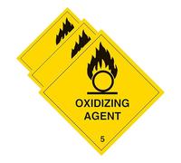 V Safety Oxidizing Agent 100 x 100 mm - Glow In The Dark 1mm Rigid Plastic Safety Sign (Pack of 3)