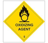 V Safety Oxidizing Agent 100 x 100 mm - Glow In The Dark Self Adhesive Vinyl Safety Sign