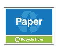V Safety Paper Recycle Here 200 x 150 mm - Glow In The Dark 1mm Rigid Plastic Safety Sign