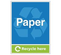 V Safety Paper Recycle Here - Portrait 300 x 400 mm - Glow In The Dark 1mm Rigid Plastic Safety Sign