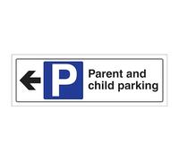 V Safety Parent And Child Parking Arrow Left - Landscape 300 x 100 mm - 2mm Rigid Plastic Safety Sign