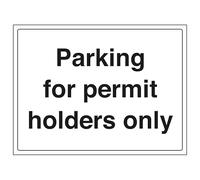V Safety Parking For Permit Holders Only 300 x 200 mm - 3mm Reflective Aluminium Composite Safety Sign