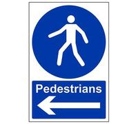 V Safety Pedestrians, Arrow Left Sign - 200mm x 300mm - 2mm Rigid Plastic