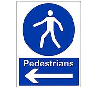 V Safety Pedestrians, Arrow Left Sign - 300mm x 400mm - 1mm Rigid Plastic