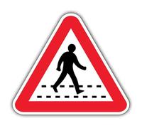 V Safety Pedestrians Crossing Safety Sign - 250 x 250 mm - 3mm Aluminium Composite