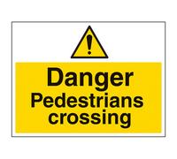 V Safety Pedestrians Crossing Warning Sign - Rigid Plastic - 600X450mm (X3)
