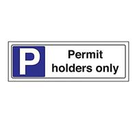 V Safety Permit Holders Only Parking Sign - 300mm x 100mm - 1mm Rigid Plastic
