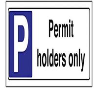 V Safety Permit Holders Only Parking Sign - 300mm x 100mm - Self Adhesive Vinyl