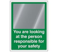 V Safety Person Responsible For Safety 300 x 400 mm - Mirrored 2mm Rigid Plastic Safety Sign