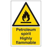 V Safety Petroleum Spirit Highly Flammable - Portrait 150 x 200 mm - Glow In The Dark Self Adhesive Vinyl Safety Sign
