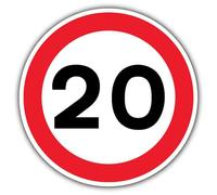 V Safety Photoluminescent 20 MPH Safety Sign - 150 x 150 mm - Self Adhesive Vinyl - Triple Glow