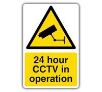 V Safety Photoluminescent 24 Hours CCTV in Operation Safety Sign - 300 x 450 mm - 1.2mm Rigid Plastic - Triple Glow