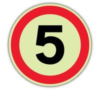 V Safety Photoluminescent 5 MPH Safety Sign - 100 x 100 mm - 3mm Aluminium Composite - Triple Glow