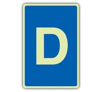 V Safety Photoluminescent D Label - Blue Safety Sign - 300 x 450 mm - 1.2mm Rigid Plastic - Double Glow
