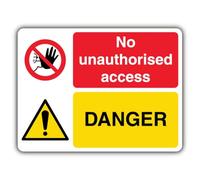 V Safety Photoluminescent Danger - No Unauthorised Access Safety Sign - 400 x 300 mm - 1.2mm Rigid Plastic - Triple Glow