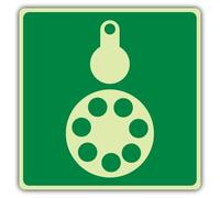 V Safety Photoluminescent Descent Unit Symbol Safety Sign - 450 x 450 mm - 1.2mm Rigid Plastic - Triple Glow