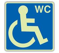 V Safety Photoluminescent Disabled WC Symbol Safety Sign - 150 x 150 mm - 1.2mm Rigid Plastic - Double Glow