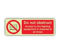 V Safety Photoluminescent Do Not Obstruct Access Is Required At All Times - Landscape Safety Sign - 300 x 100 mm - 1.2mm Rigid Plastic - Double Glow