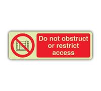 V Safety Photoluminescent Do Not Obstruct Or Restrict Access - Landscape Safety Sign - 450 x 150 mm - Self Adhesive Vinyl - Triple Glow