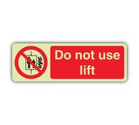V Safety Photoluminescent Do Not Use Lift - Landscape Safety Sign - 450 x 150 mm - 1.2mm Rigid Plastic - Triple Glow