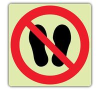 V Safety Photoluminescent Do Not Walk or Stand Here Symbol Safety Sign - 200 x 200 mm - Self Adhesive Vinyl - Double Glow